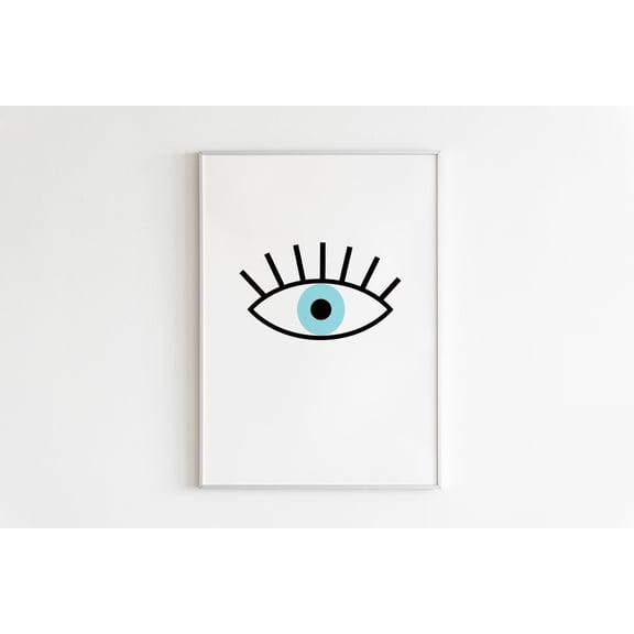 Eye Wall Art, Boho Print, Eclectic Wall Art,Blue Eye Poster,Evil Eye Print,Eye Of Horus,Nazar,Protection Symbol,Eye Of Protection Home Decor #490, Unframed Poster Size 8x12
