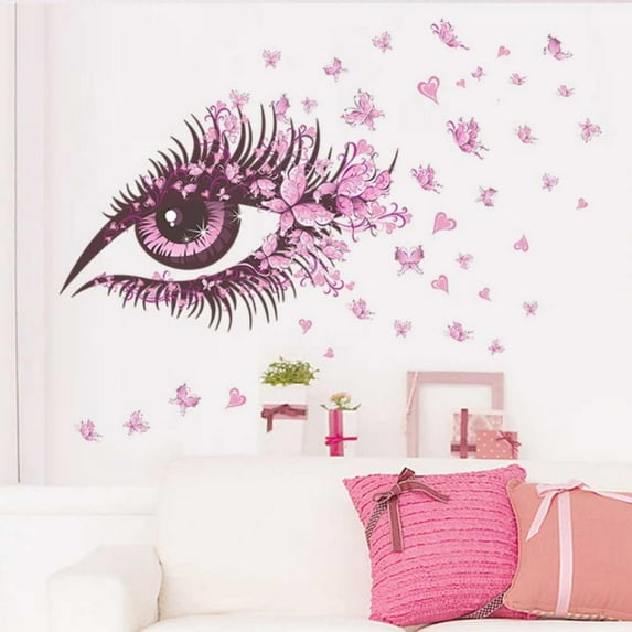 Eye Wall Art Valentine's Day Heart Butterfly Wall Sticker for Women Bedroom Living Room Background PVC Decorations Kids Room Decor Art Mural