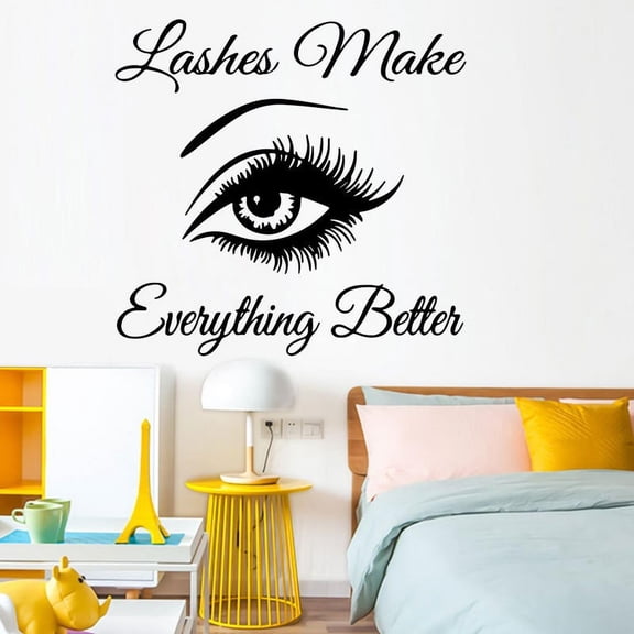 Eye Wall Sticker Eyebrows Home Lashes Mural PVC Vinyl Art Waterproof Beauty Salon Black Decal Decoration Quote