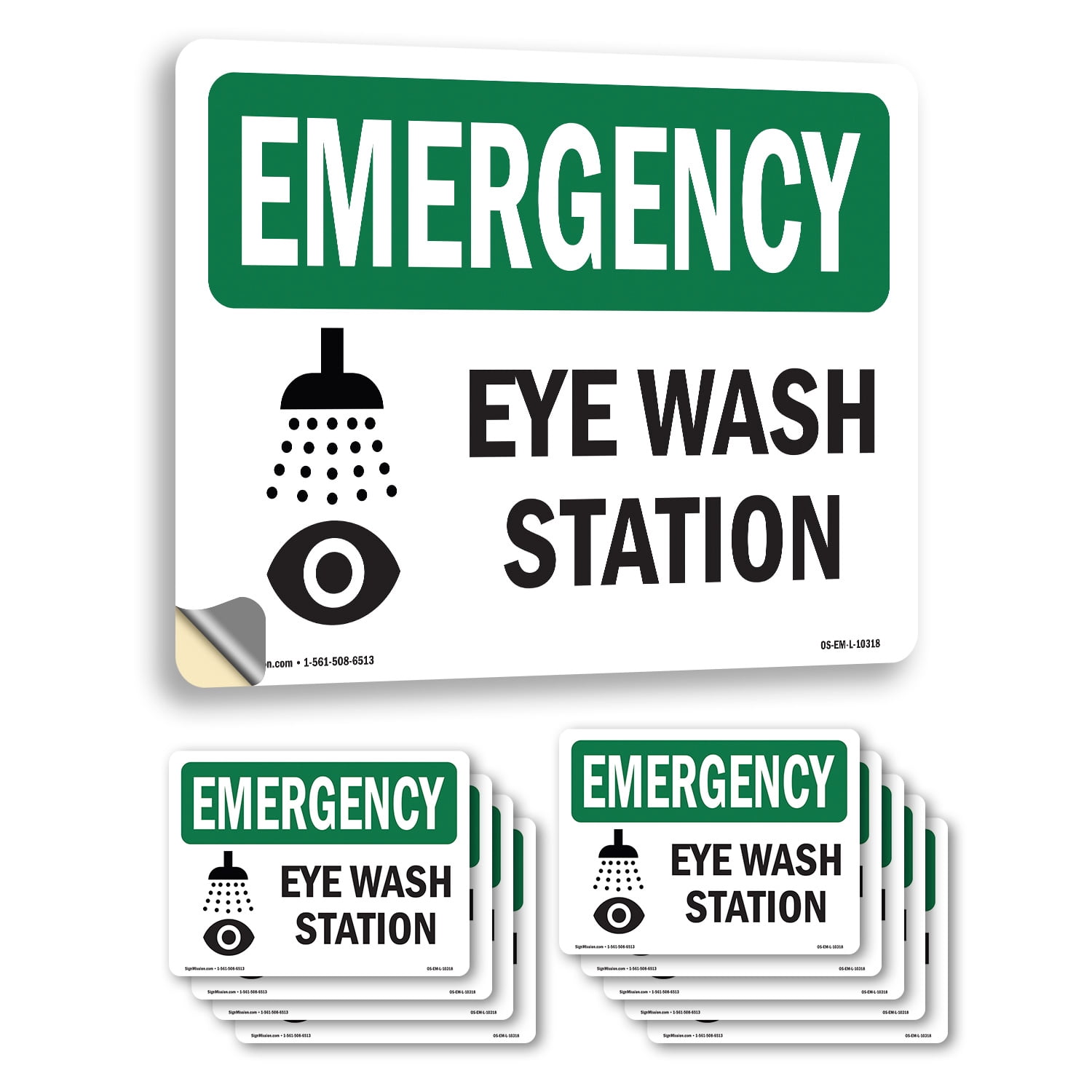 Eye Wash Station OSHA Emergency Vinyl Decal Label 18 Inch x 12 Inch ...