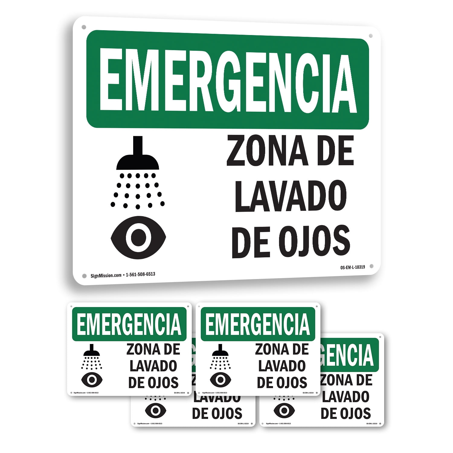 Eye Wash Station Spanish OSHA Emergency Aluminum Sign 18 Inch x 12 Inch ...