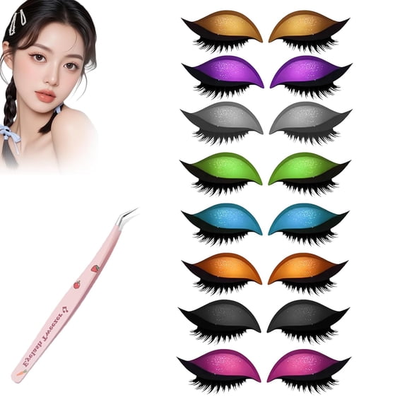 Eye Wigs Lashes with Eye Shadow, Lazy Eyes Shadow Eyelash Patch, 8 Colors, Saves Time, 1-Second Perfect Eyes, Eyess Wigs for Women for Any Occasion (8PCS)