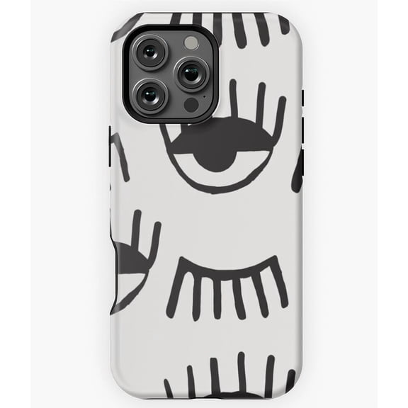 Eye and Eyelash Pattern Black White H2239 Durable Unisex iPhone Case for iPhone 17/16/15/14/13/12/11 Pro Max