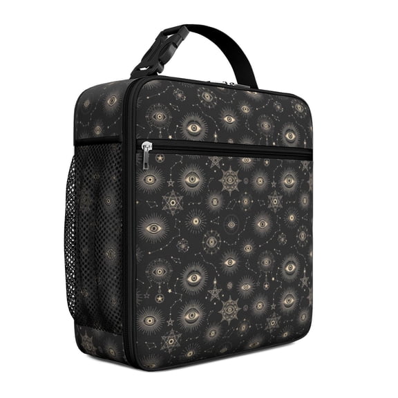 Eye and Star Gothic Pattern 8 Can Capacity Insulated Lunch Bag for Teens, Lunch Box for Men Women, for Work, Picnic or Travel, 10.2" X 9.5" X 4.3"