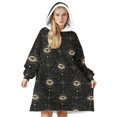 thumbnail image 1 of Eye and Star Gothic Pattern Oversized Sherpa Fleece Wearable Blanket Hoodie, Double-Sided Warm Fuzzy Pullover with Super Pockets for Women & Men, 1 of 6