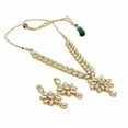 thumbnail image 1 of Eye-catching Gold-Plated Kundan Necklace Set with Earrings - Traditional Indian Fancy Jewelry, 1 of 2