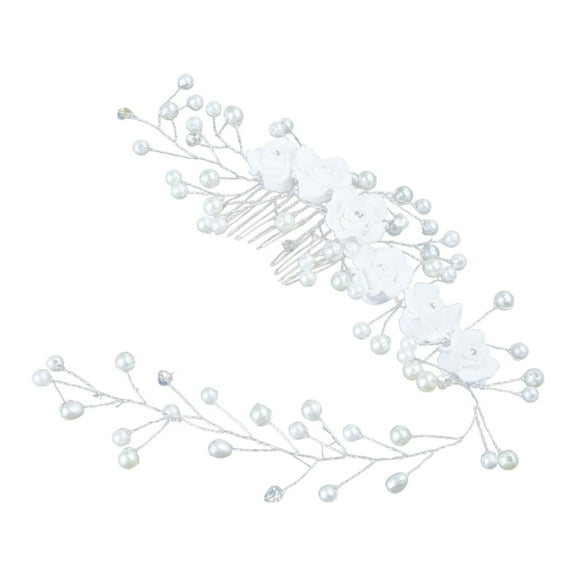 Eye-catching Tiara Bride Hair Comb Faux Pearl Headdress Luxury Wedding Decor Ins