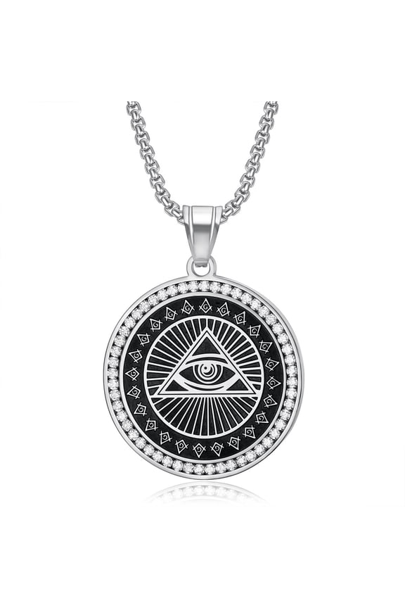 Eye of Horus 14K Yellow Gold Pendant Evil Eye Necklace for Men Ancient Egyptian Vintage Patronus Protection Amulet