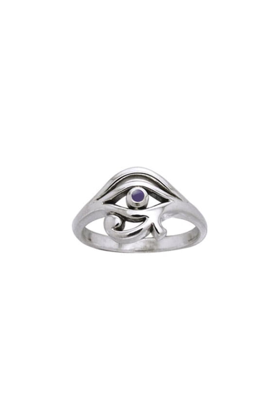 Eye of Horus 925 Sterling Silver Ring Amethyst Fine Egyptian Amulet Jewelry