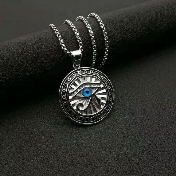 Eye of Horus Blue Evil Eyes Necklace,Eye of Horus Chain Necklace Women Men Amulet,Ancient Egypt Mythology