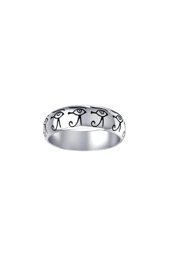 Eye of Horus Egyptian 925 Sterling Silver Ring Jewelry Amulet Protection Symbol