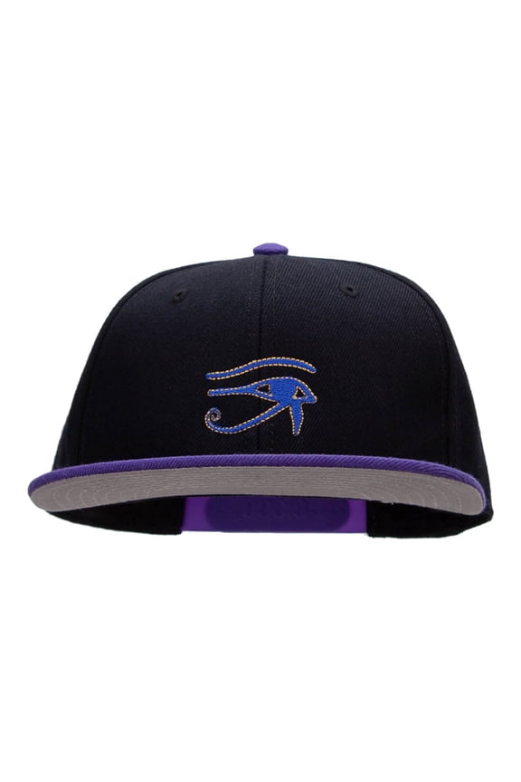 Eye of Horus Embroidered Wool Blend Pro Style Snapback - Purple Black OSFM