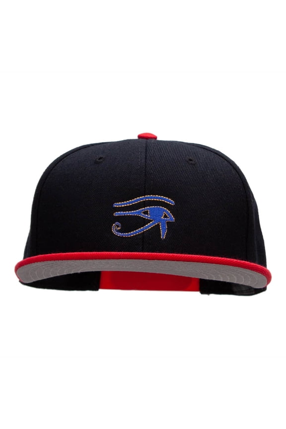 Eye of Horus Embroidered Wool Blend Pro Style Snapback - Red Black OSFM