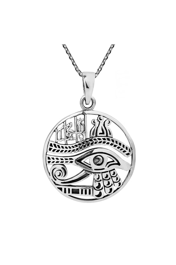 Eye of Horus Magical Egyptian Amulet Sterling Silver Necklace