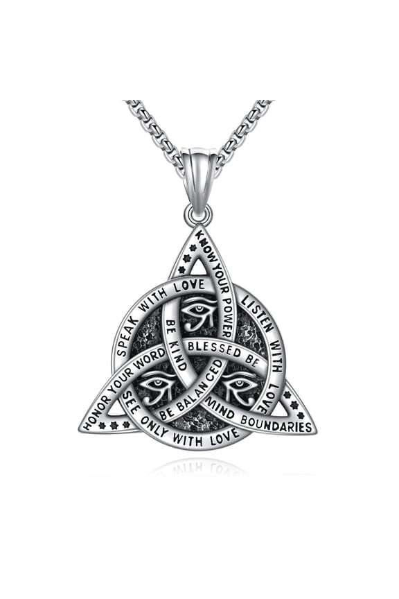 Eye of Horus Necklace for Men Sterling Silver Celtic Pendant Celtic Knot Punk Jewelry Birthday Gifts for Husband