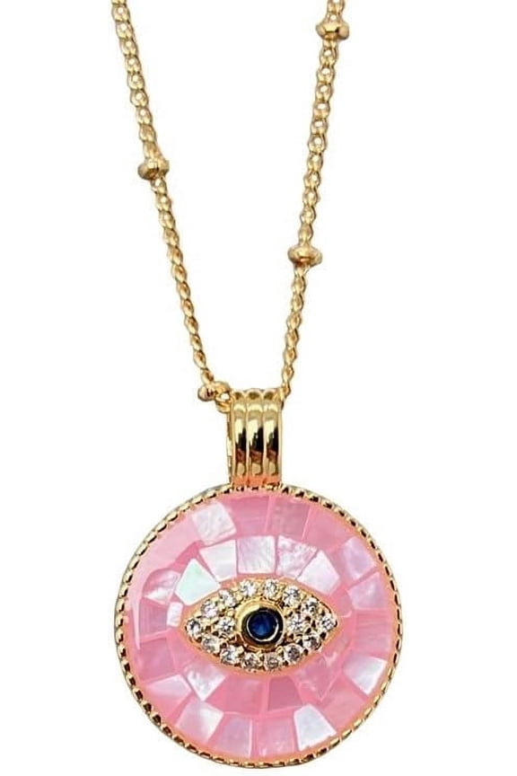 Eye of Horus Pearl Cubic Zirconia Necklace Medal Necklace,Horus Eyes Merit Medallion Necklace for Women