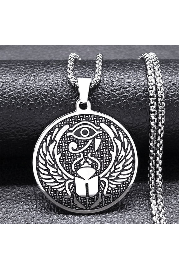Eye of Horus Ra Ankh Cross Pendant 14K White Gold Necklace Women\'s Fashion Amulet Jewelry