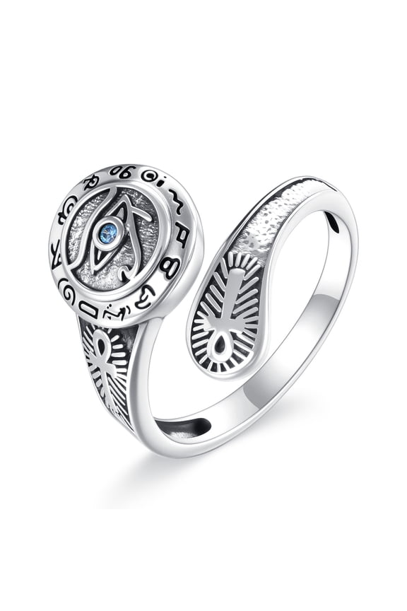 Eye of Horus Ring S925 Sterling Silver Egyptian Eye Rings Ancient Egyptian Jewelry Gifts for Men Women