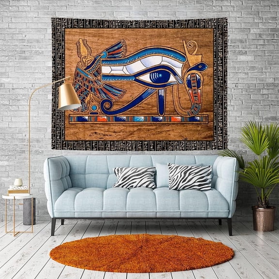Eye of Providence Tapestry,Vintage Egyptian Hieroglyphic Carving Wall Decoration 40x30 Inch Flannel Tapestry for Living Room Bedroom Background
