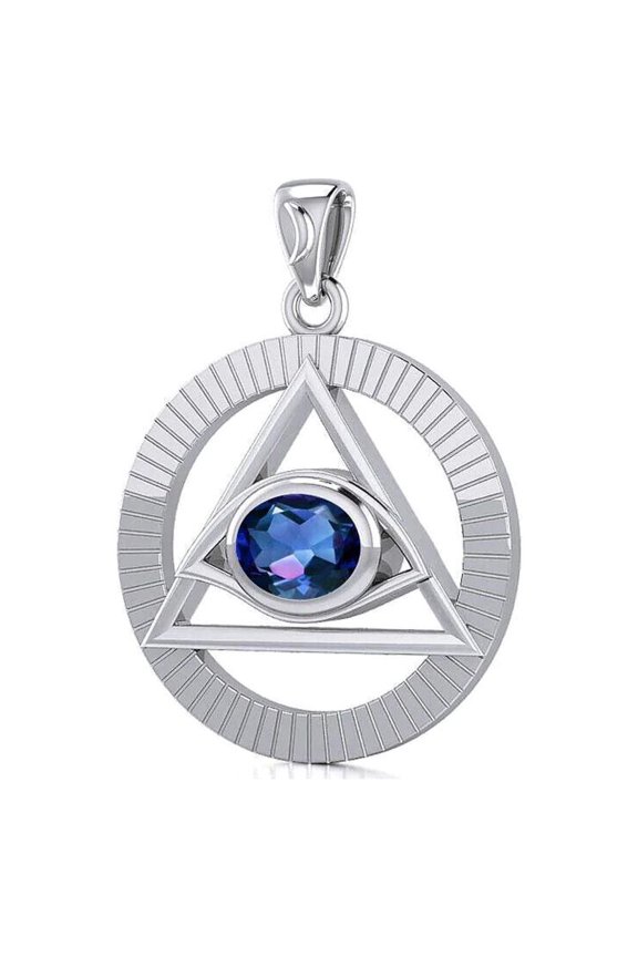 Eye of Pyramid Egyptian 925 Sterling Silver Pendant Jewelry Amulet Choice of Gem