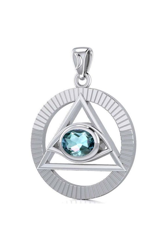 Eye of Pyramid Egyptian 925 Sterling Silver Pendant Jewelry Amulet Choice of Gem