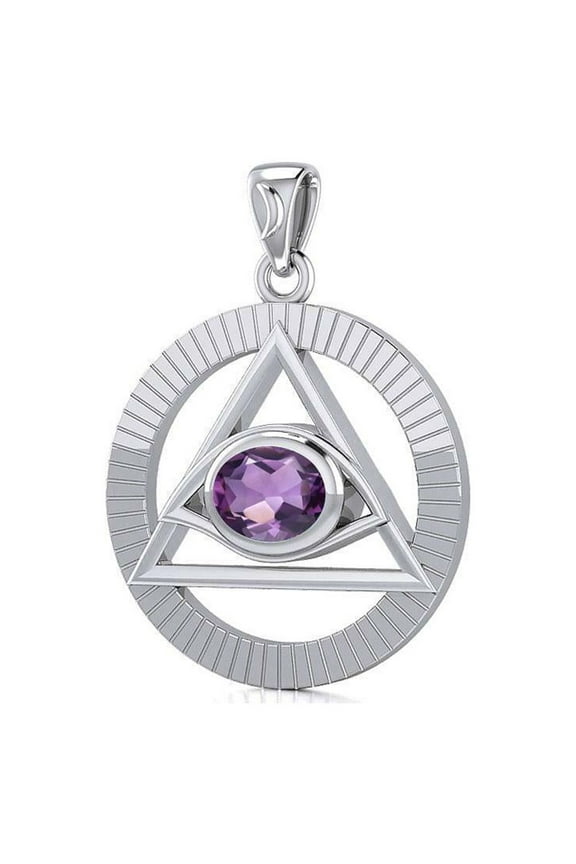 Eye of Pyramid Egyptian 925 Sterling Silver Pendant Jewelry Amulet Choice of Gem
