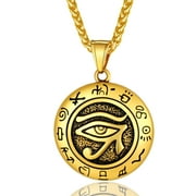 CHAINSPROMAX Eye of RA Necklace Stainless Steel Egyptian Jewelry with Chain 22+2" Gold Plated
