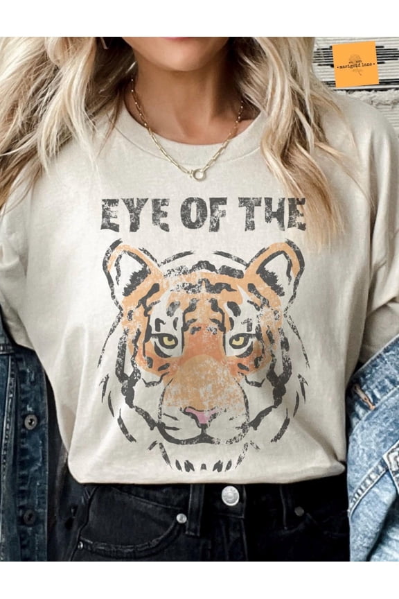 Eye of the Tiger TShirt Distressed Tigers Mascot Graphic Tee School Spirit Shirt for Women