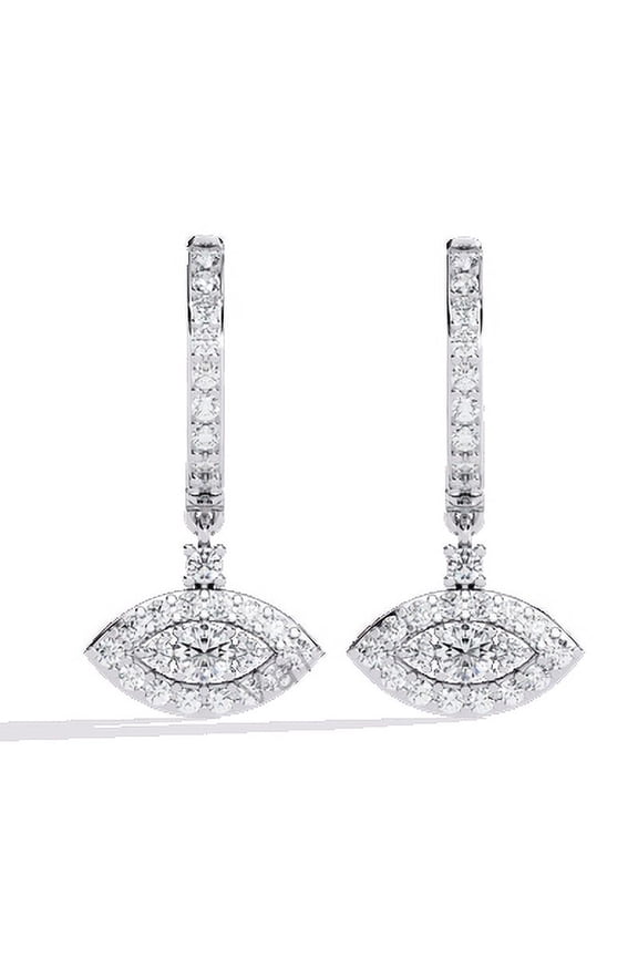 Eye-shaped Drop Earring 0.48 ct Lab Grown CVD Diamond 18K Clarity-VVS2 Color-F