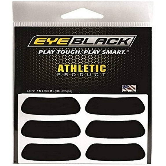 EyeBlack Black Athletic Eye Black Anti Glare Stickers, 18-Pairs