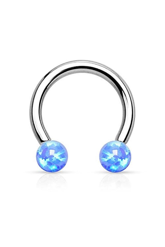 EyeBrow Synthetic Opal Horseshoe 316L Surgical Steel Circular Barbell Eye brow Barbell