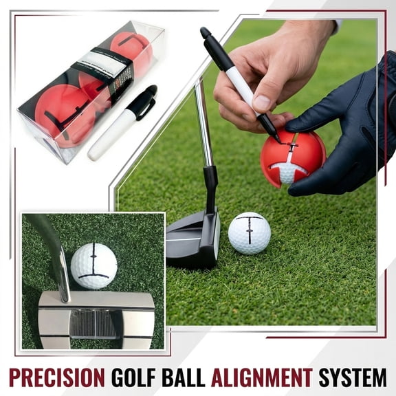 Golf Impact Ball Liner 3-Pack with Marker, Easy Ball Marking Stencil for Accurate Putter Face & Target Line, Precision Putting Alignment Tool