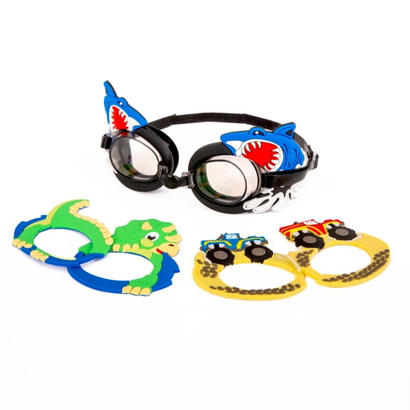 EyePop Shark 3-in-1 Swim Goggle Set for Children, Multi-Color, Unisex
