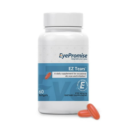 EyePromise EZ Tears Eye Vitamin | Dry Eye Drops Substitute | Occasional Dry Eye Relief | Omega 3 + 8