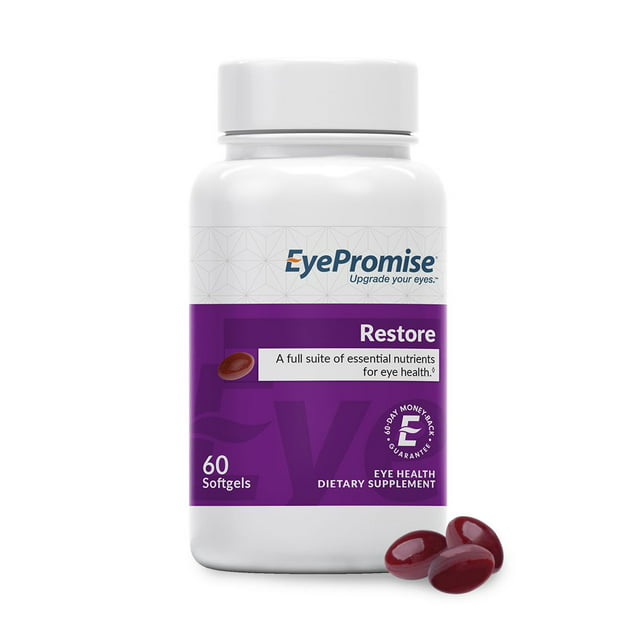 EyePromise Restore Eye Vitamin Supplement - 60 Softgel Capsules with Lutein, Vitamin C, Vitamin D, Omega-3 Fish Oil, Zeaxanthin