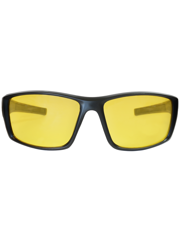 Motorwear Stealth Driver Sunglasses for Men Yellow UV400 Lenses, Matte Black Woodgrain Frame, Anti-Glare Driving Eyewear