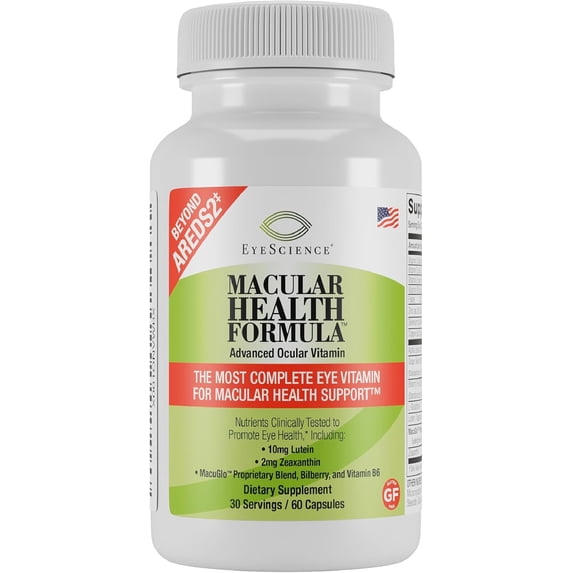 EyeScience Macular Health Formula - Advanced Ocular Vitamin Dietary Supplement Capsules, 60 Count