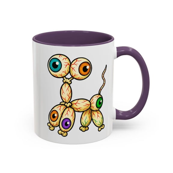 Eyeball Balloon Dog Mug Creepy Cute Halloween Coffee Cup, Monster Eye Art, Spooky Gift for Horror Fans, Goth, Oddities Unique Office art
