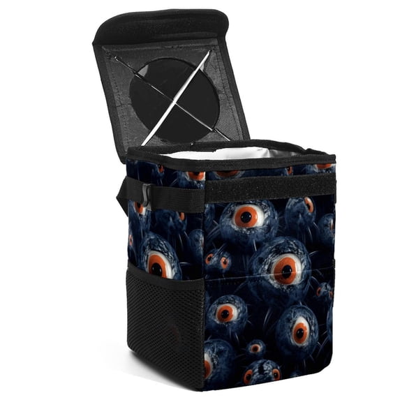 Eyeball Foldable Car Trash Bin with Lid, Leak-proof Hanging Storage Bag - Mini Trash Can for Car