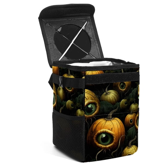 Eyeball Foldable Car Trash Can with Lid, Leak-Proof Mini Trash Can, Hanging Storage Bag - Car Trash Bin for Clean and Organized Rides