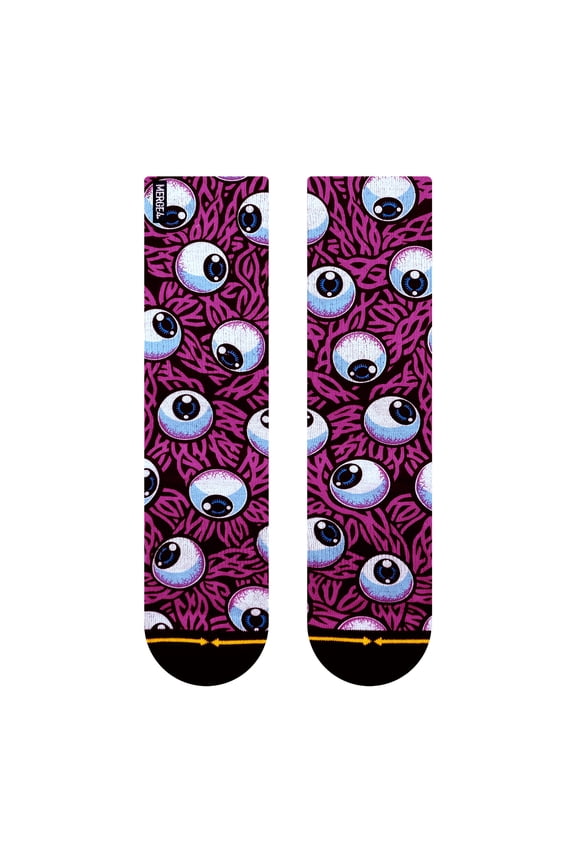 Eyeball Pink Crew MERGE4 Socks With Art By Jimbo Phillips