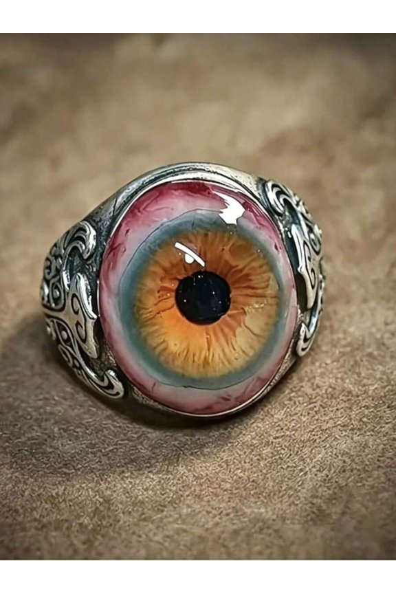 Eyeball Ring Ring 3D Realistic Eyeball Statement Ring With Filigree Design