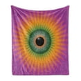 thumbnail image 1 of Eyeball Soft Flannel Fleece Throw Blanket, Psychedelic Starburst Themed Eye Rainbow Colored Illustration Ornamental Design, Cozy Plush for Indoor and Outdoor Use, 50" x 70", Multicolor, by Ambesonne, 1 of 5