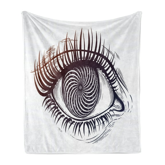 Eyeball Soft Flannel Fleece Throw Blanket, Realistic Detailed Human Eye with Outer Space Themed Vortex Pupil, Cozy Plush for Indoor and Outdoor Use, 50" x 70", Mauve Taupe Dark Purple, by Ambesonne
