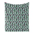 thumbnail image 1 of Eyeball Soft Flannel Fleece Throw Blanket, Triangles and Eyes on Pastel Background with Brush Strokes Occult, Cozy Plush for Indoor and Outdoor Use, 70" x 90", Mint Green Black, by Ambesonne, 1 of 6