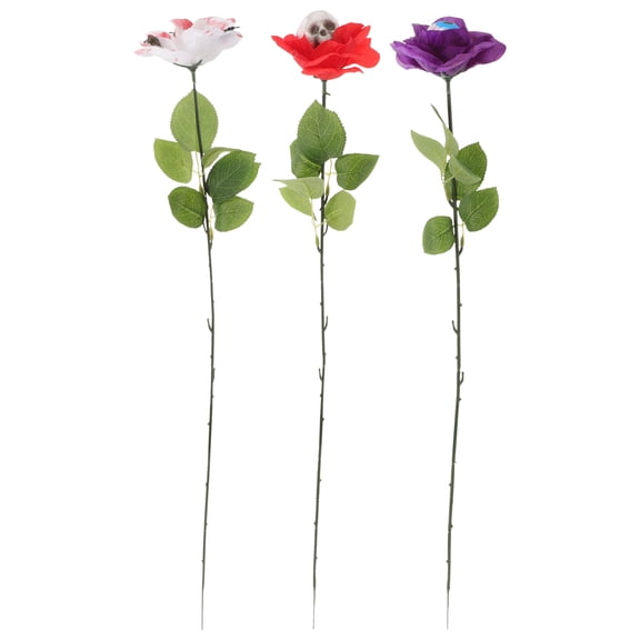 Eyeball Spider Skeleton Flowers Decors Purple Plastic 3Pack 60x2.75in