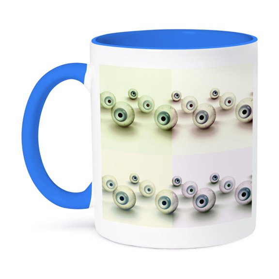3dRose, Eyeballs - Spooky Art - Halloween Fun, 11oz Two-Tone Blue Mug