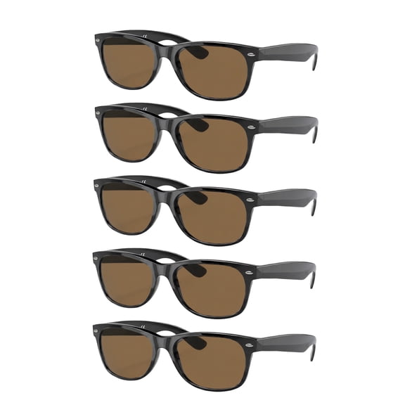 Eyebogo Taylor 5 Pack Square Sunglasses for Men and Women UV400 Shades, Brown Lenses