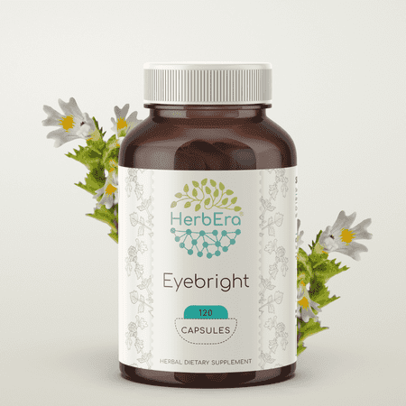 HerbEra Eyebright Capsules, Herbal Dietary Supplement for Eye Health Support, Eyebright (Euphrasia officinalis) Dried Herb Capsules, Natural, 120 Capsules
