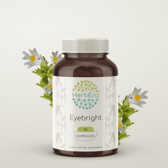 HerbEra Eyebright Capsules, Herbal Dietary Supplement for Eye Health Support, Eyebright (Euphrasia officinalis) Dried Herb Capsules, Natural, 60 Capsules